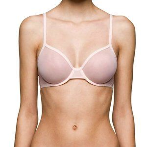 New Calvin Klein, coral, sheer, unlined, demi 36B bra